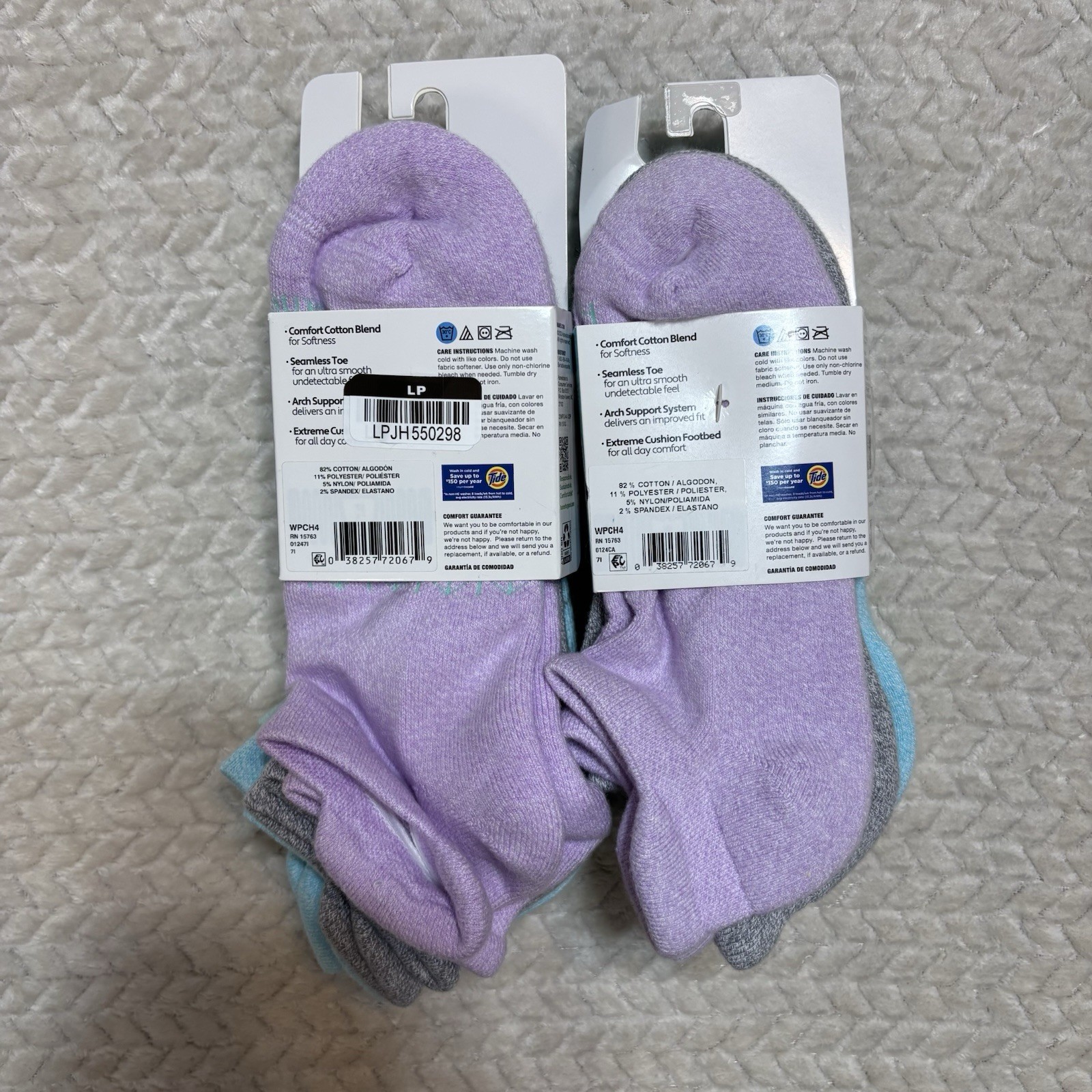 Women’s Hanes Absolute Active No Show Tab Socks 8pr Size 5-9 Multicolor