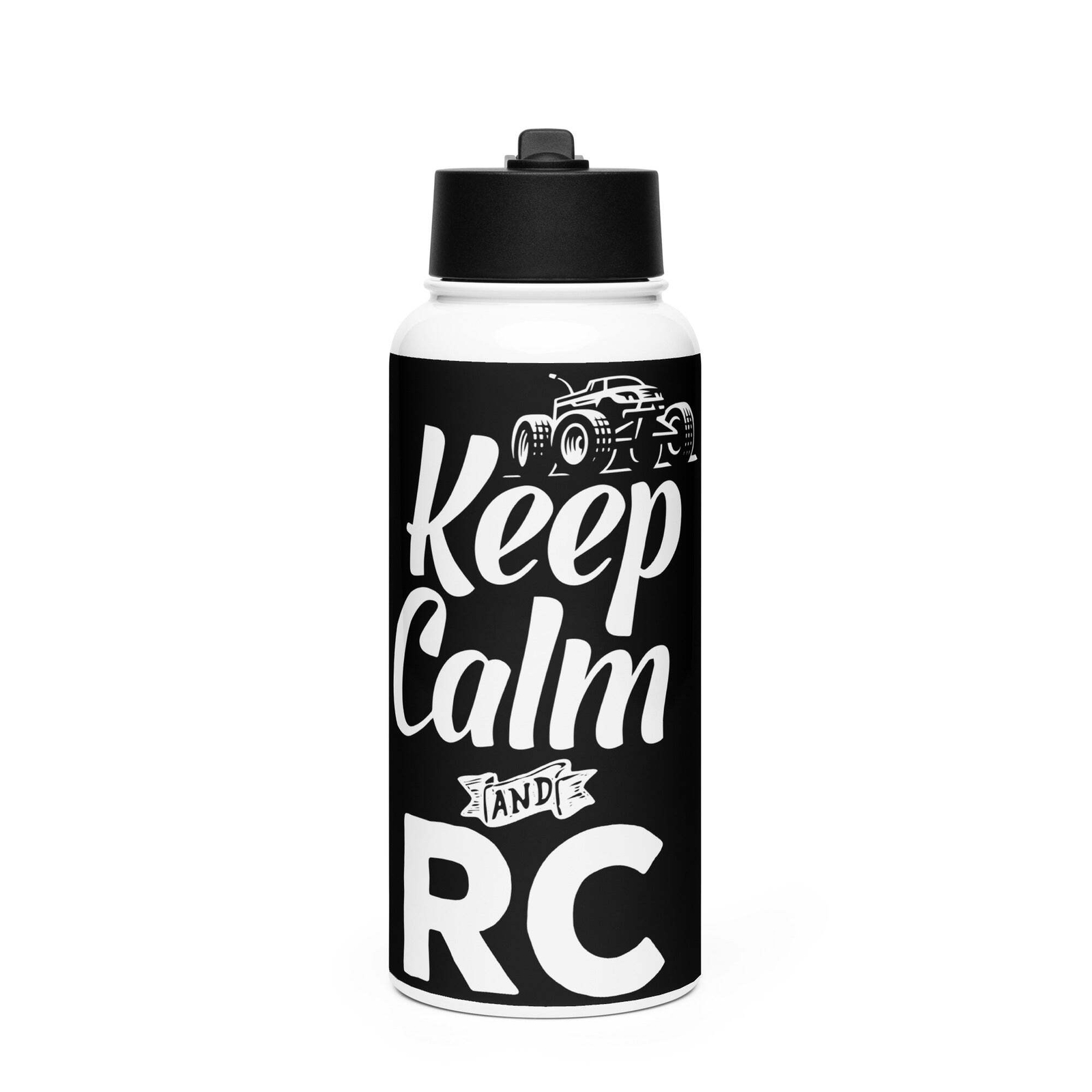 Keep Calm and RC Stainless steel water bottle with a straw lid