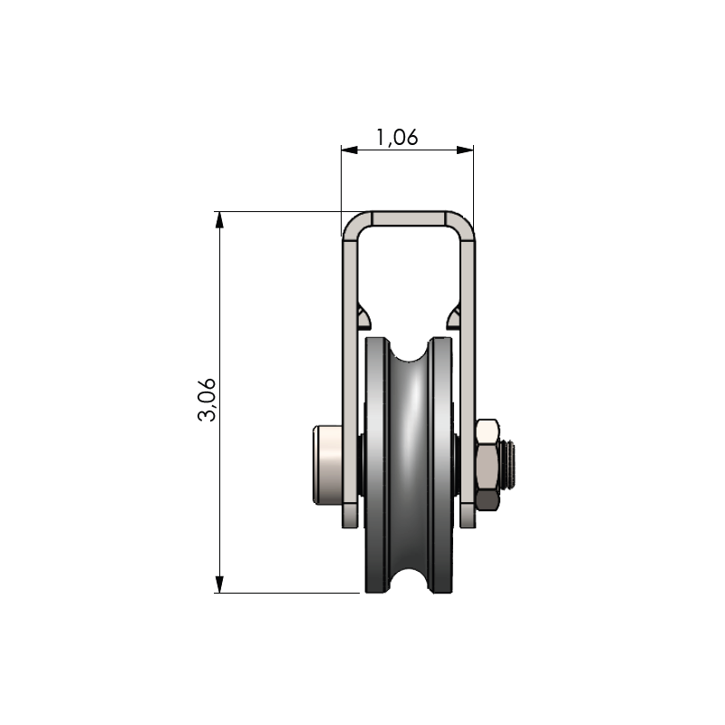 Cable Pulley incl. bracket, heavy duty / 2.05 in (52 mm) Diameter