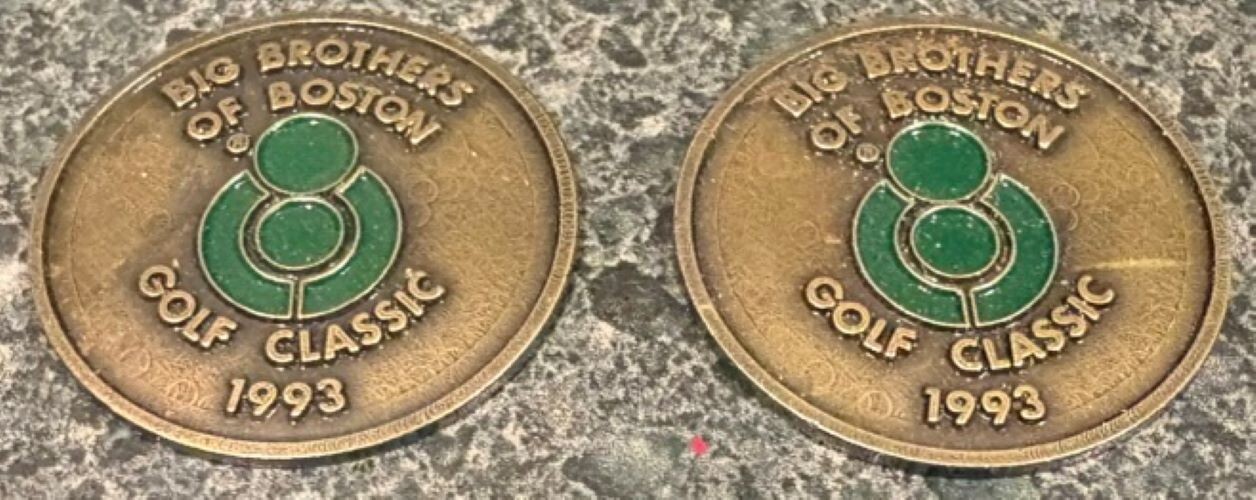 2 Big Brothers of Boston Golf Classic 1993 logo vintage Ball Markers Pair
