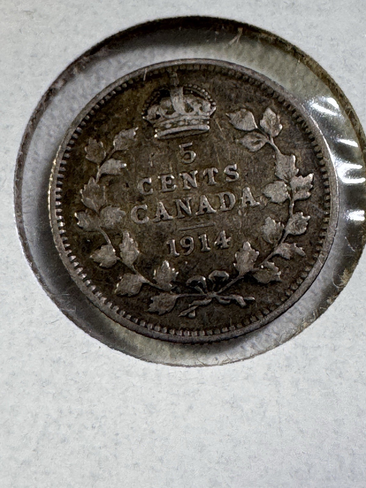1914 Canada 5 Cents Silver Coin
