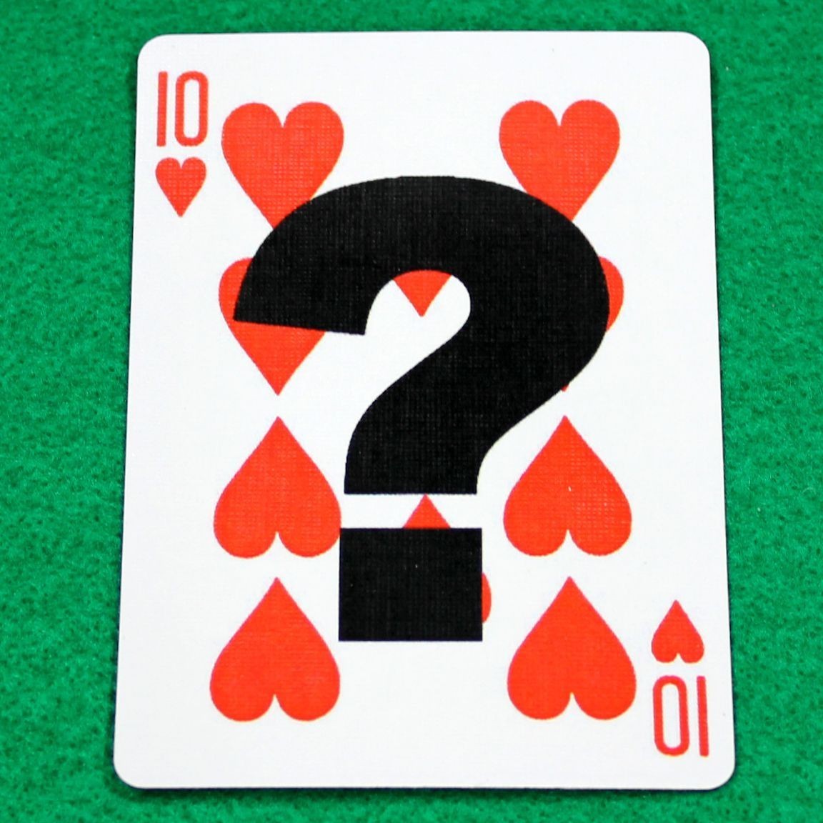 10 of Hearts Question Mark, Bicycle Printed Gaff Card, Red