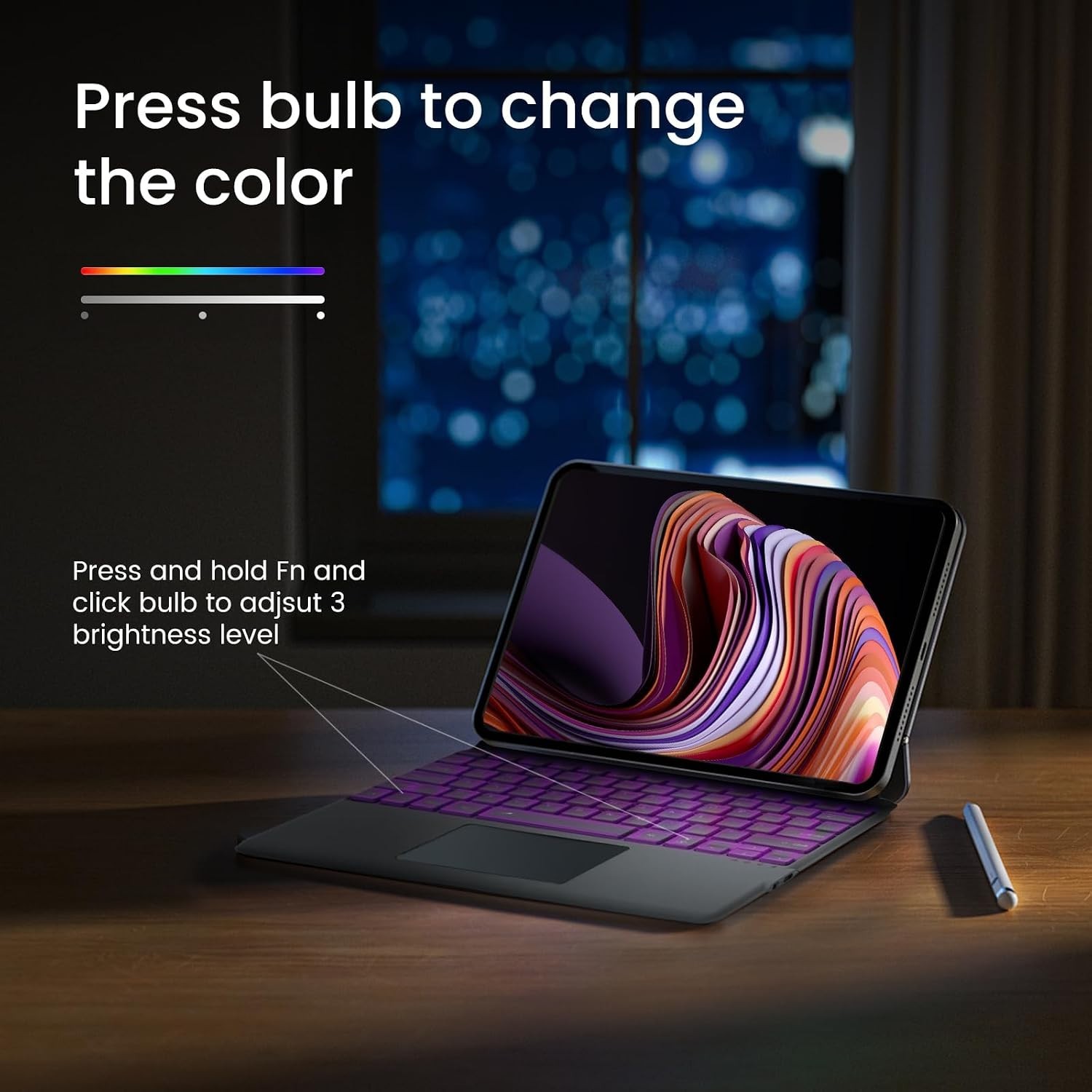 Surface Pro 8 Keyboard, 7 Color Backlight Wireless Keyboard for Microsoft Surfac