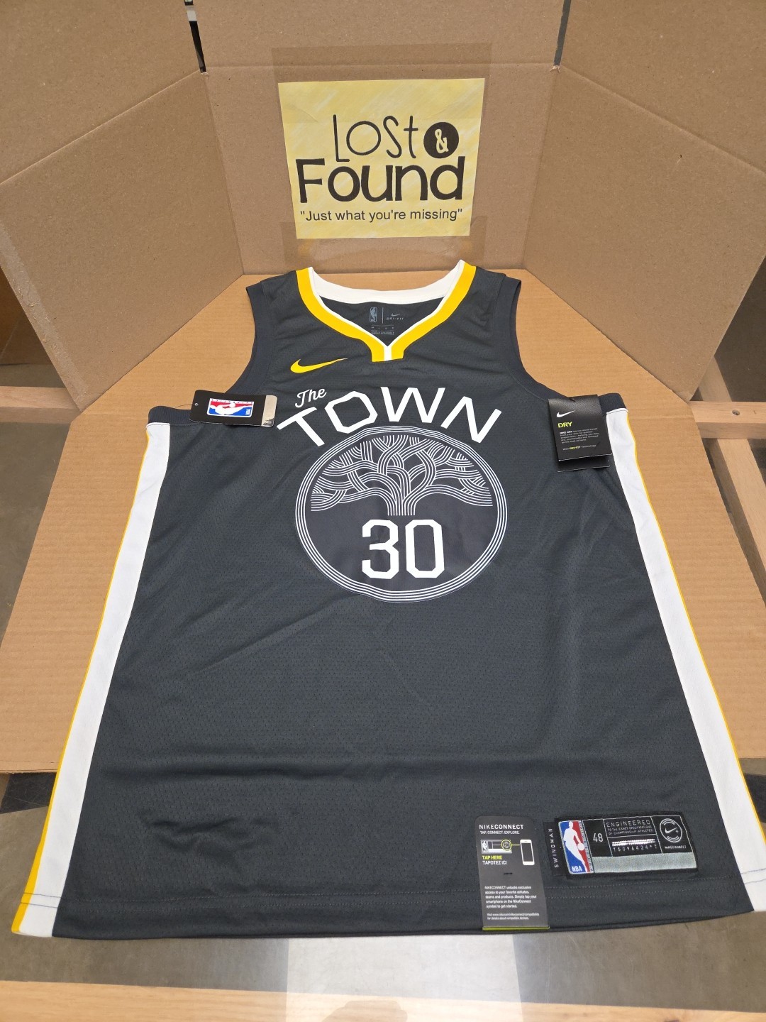 NWT Nike Authentic City Steph Curry Warriors NBA Basketball Jersey The Town 48 L