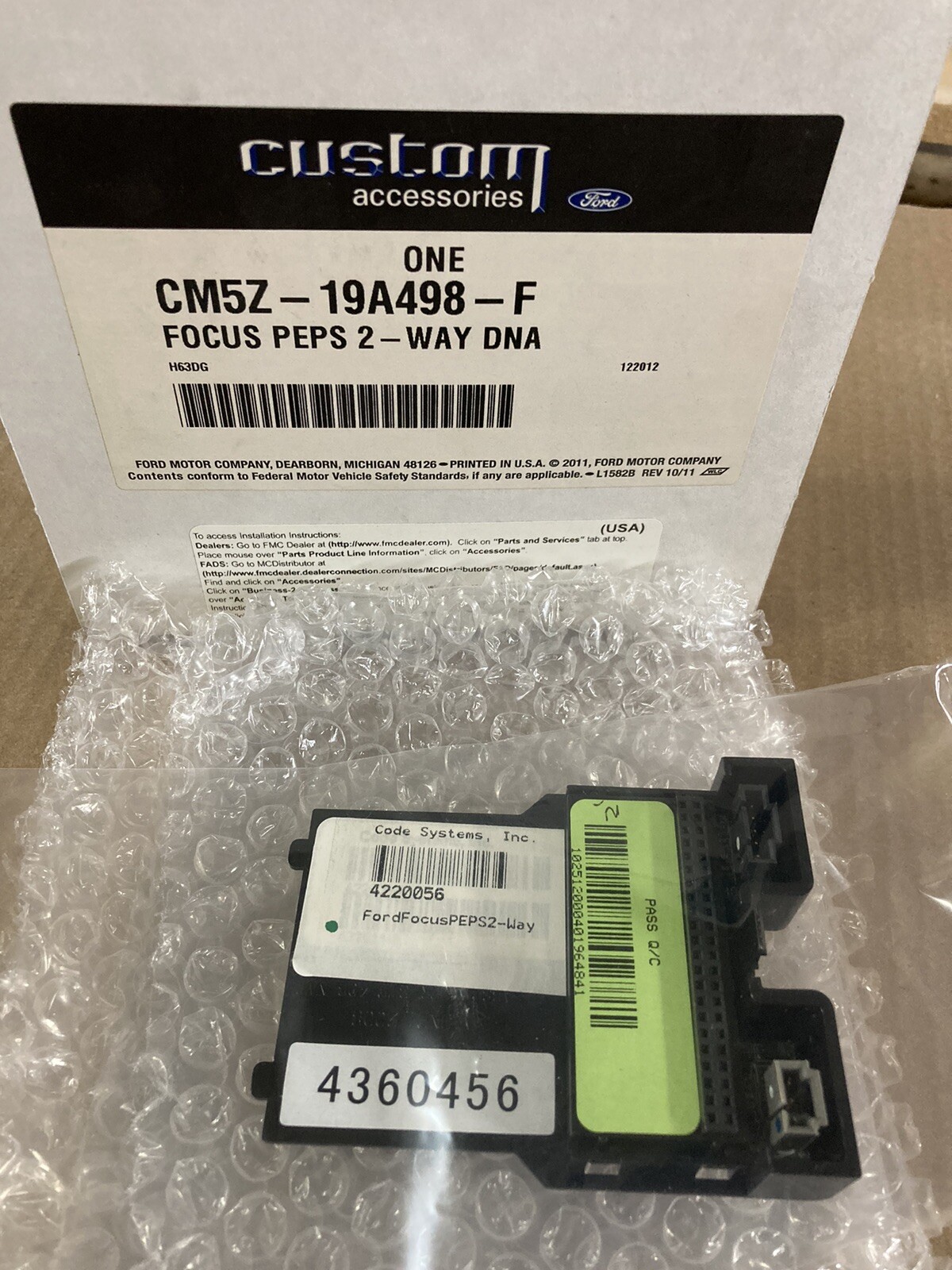 CM5Z-19A498-F  FORD  FOCUS PEPS 2 - WAY DNA-9 Remote Start GEN-2  FREE SHIPPING