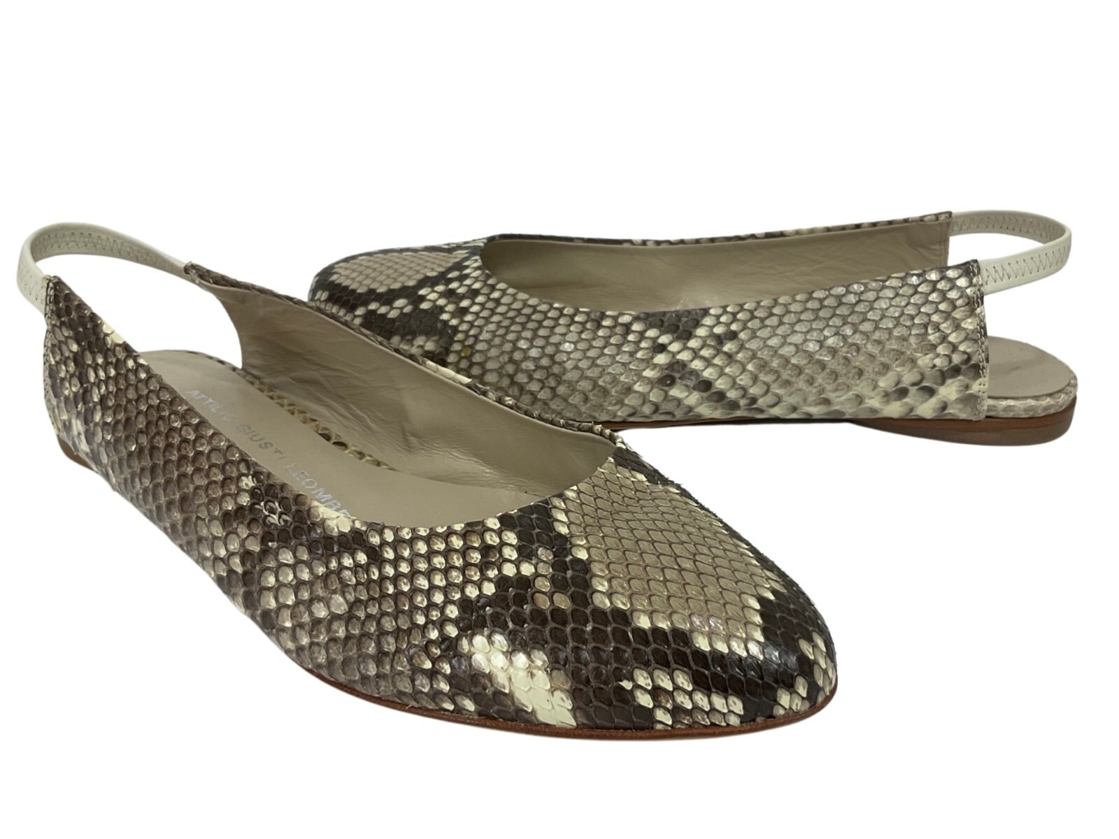 Attilio Giusti Leombruni Python Slingback Flats Size 7