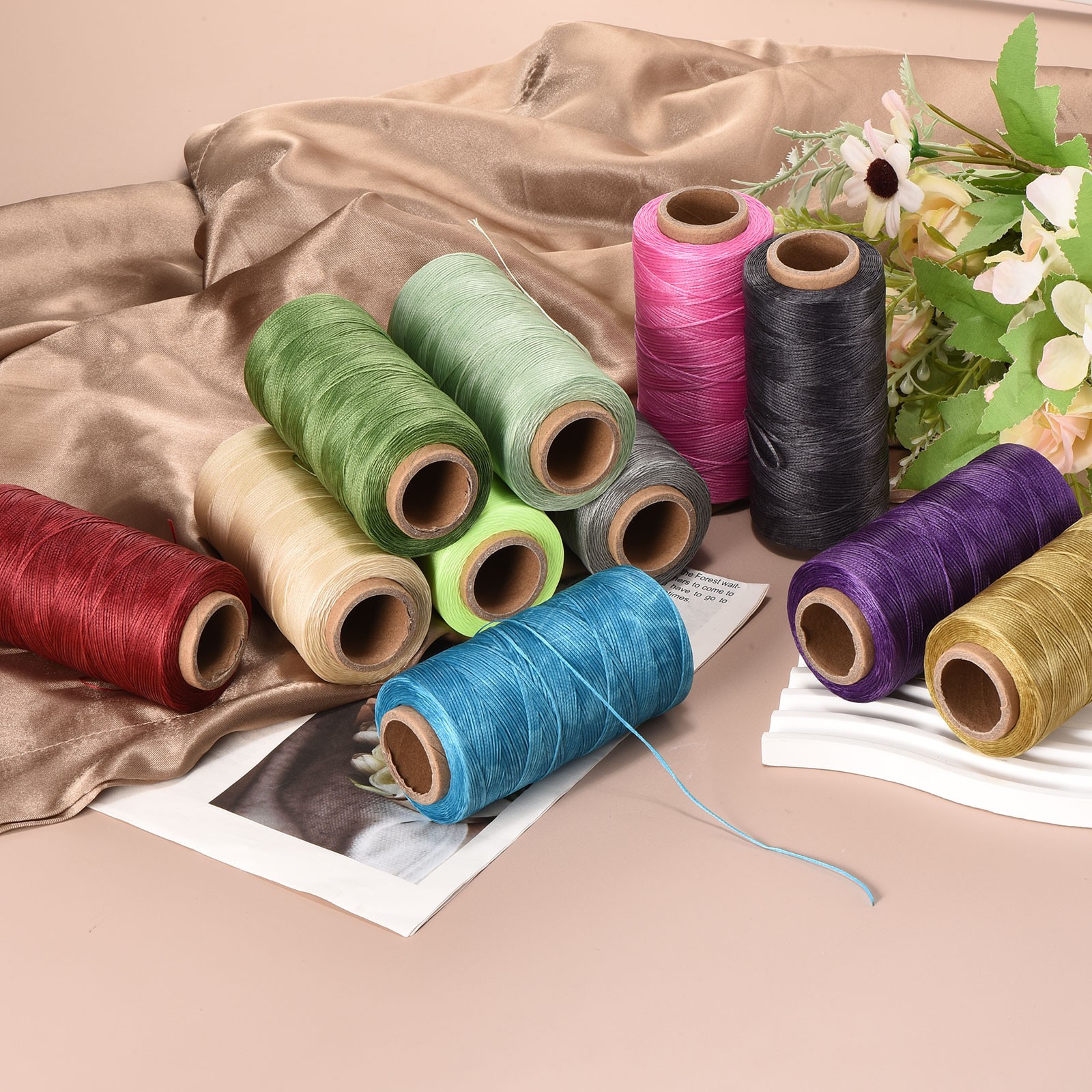 197 Yard 1mm 210D Flat Waxed Thread Polyester, Deep Red