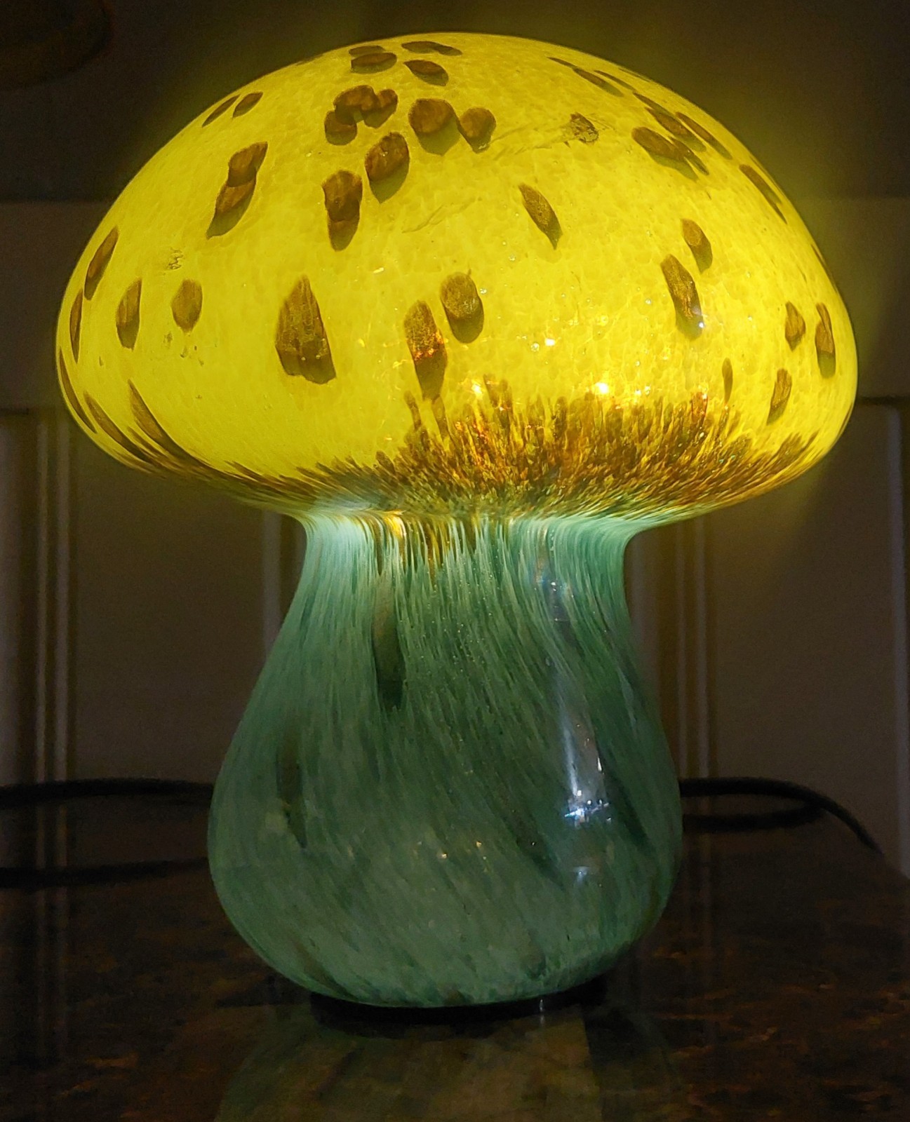 Mushroom Hand Blown Glass Night Light USB Powered