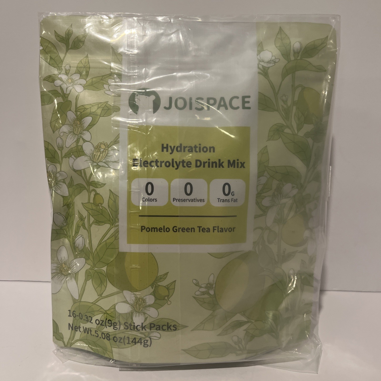 JOISPACE Hydration Electrolyte Drink Mix Pomelo Green Tea 16x0.32oz Packs