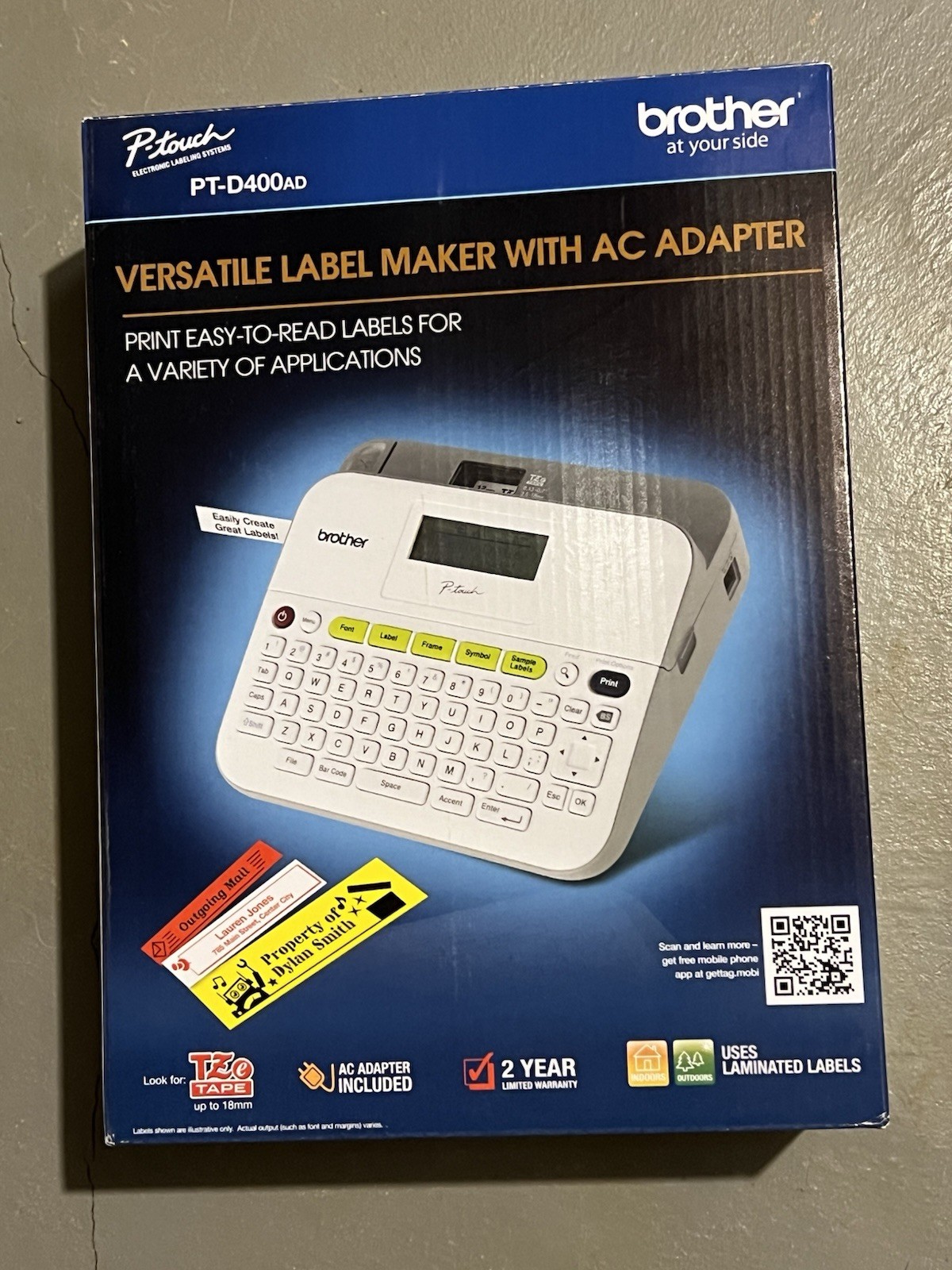 New Brother Label Maker PT-D400AD (PT-D400 With AC Adapter) Labelwriter