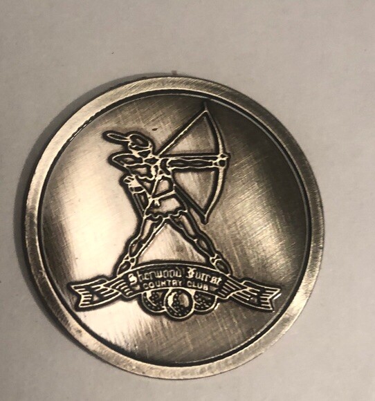 Sherwood Forest Country Club Golf Ball Marker … Silver. 1 inch metal