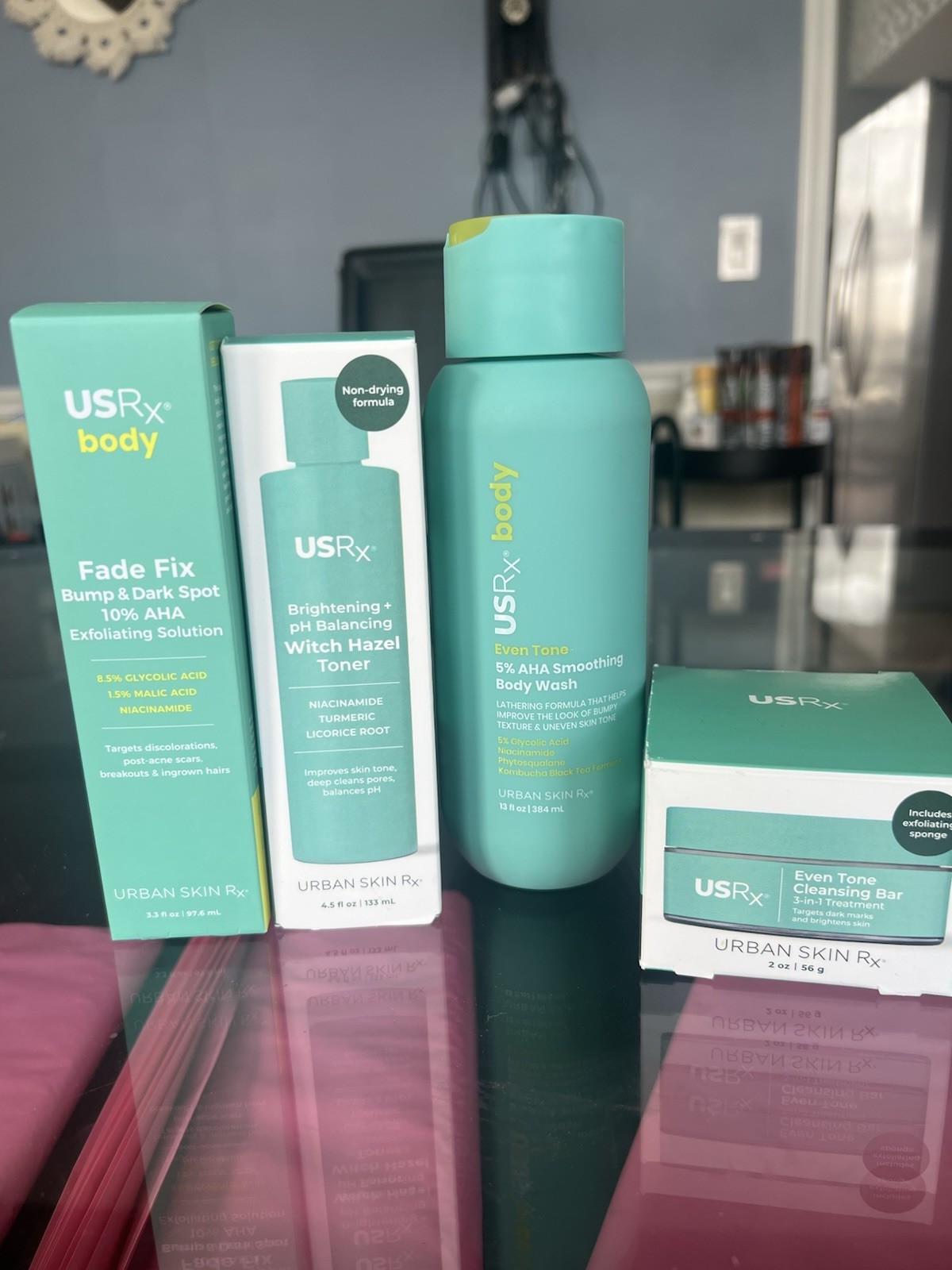 Urban Skin Rx USR Body Set Fade Fix Solution, Witch Hazel Toner, Body Wash, Bar