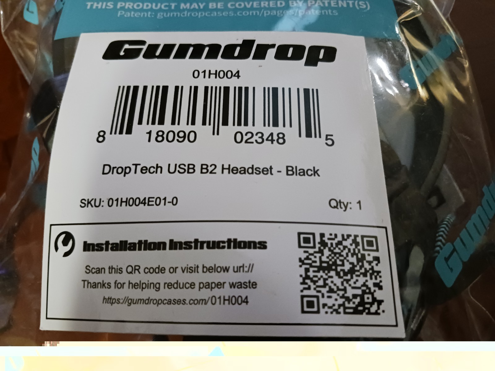 Gumdrop USB B2 Headset With Microphone- New, Open Package