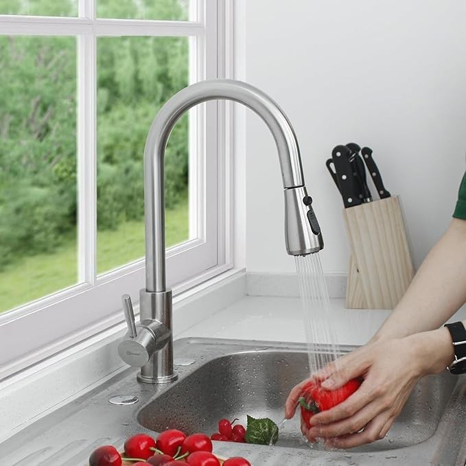 Single Handle Kitchen Sink Faucet Pull Down Spray High Arc Single Hole Mixer Tap