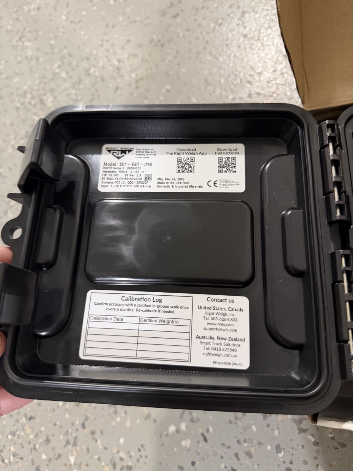 Right Weigh | 201-EBT-01B Bluetooth ExtDigital Load Scale wAirSensor |New In Box