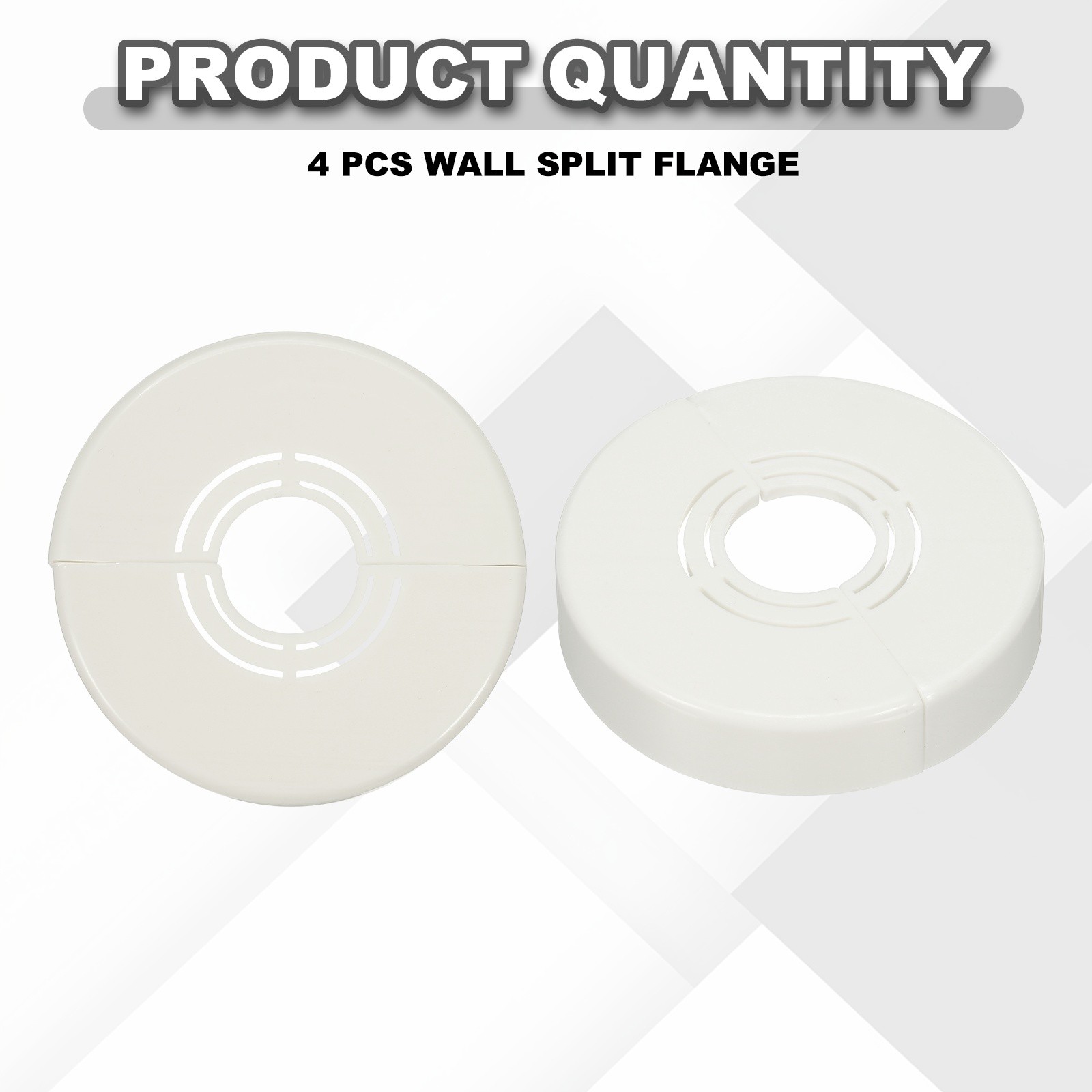 4pcs Wall Split Flange 0.59" Plastic Round Split Flange Pipe Cover, White