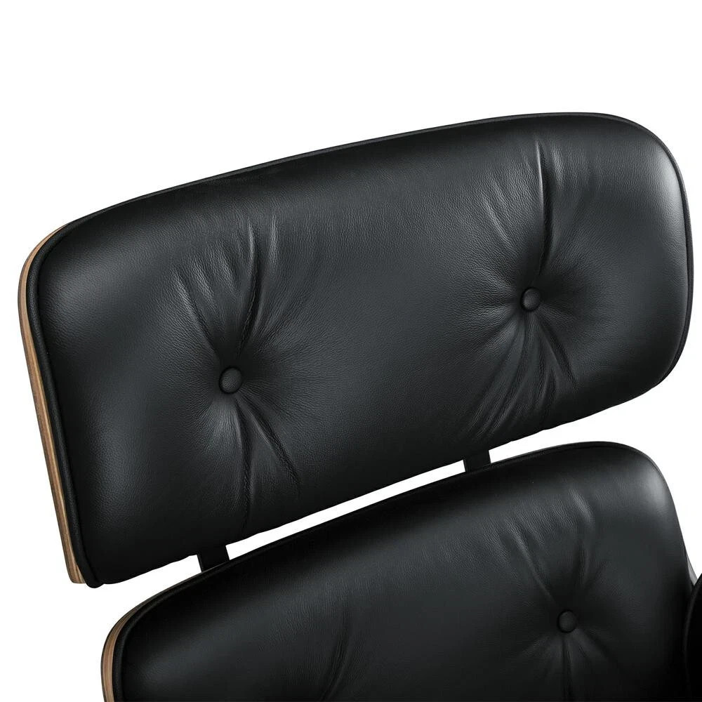 Mid Century Lounge Chair and Ottoman Genuine Italian Leather Eams Swivel Chair