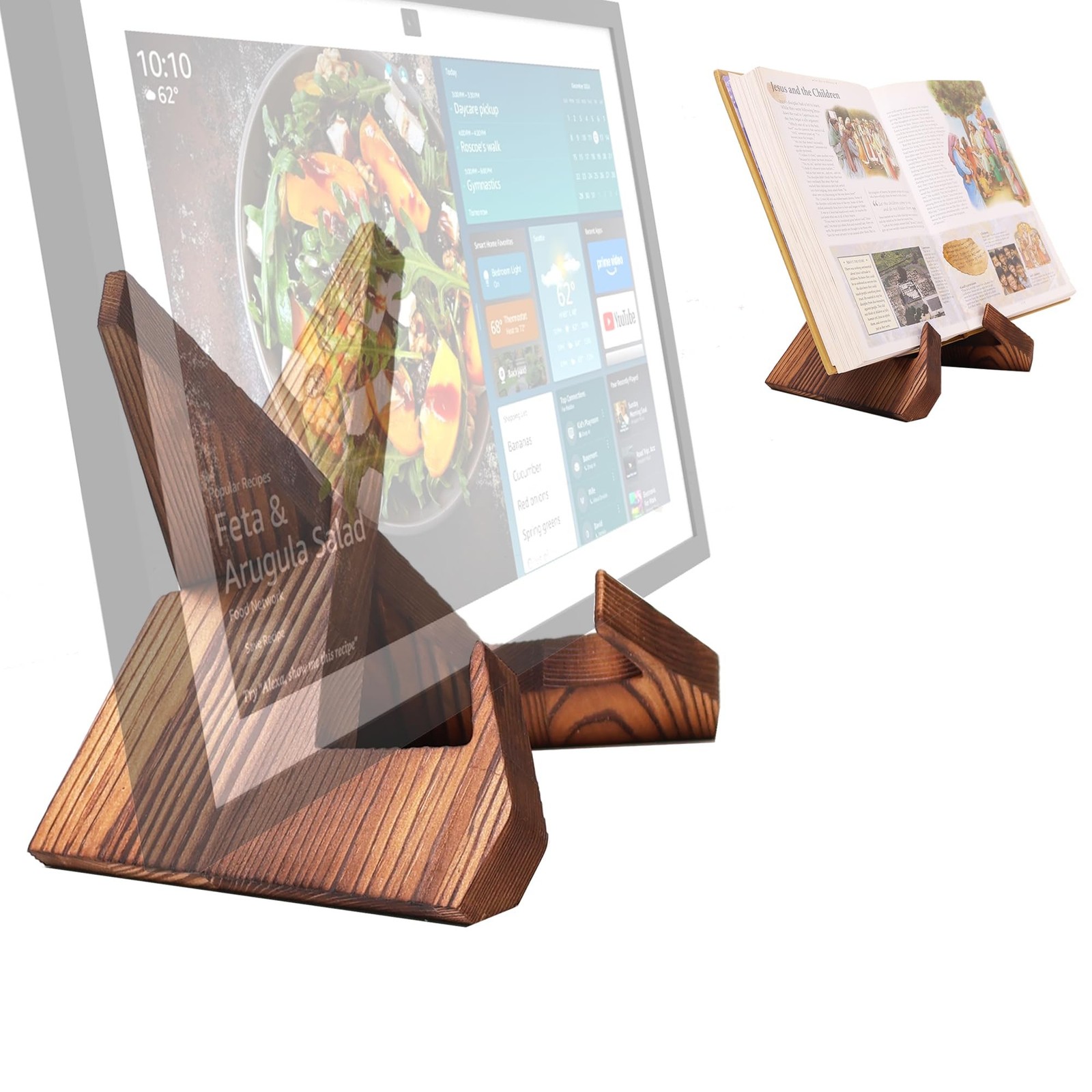 Solid Wood Tablet Computer Stands Compatible for Echo Show 15,Echo Show 21,Su...