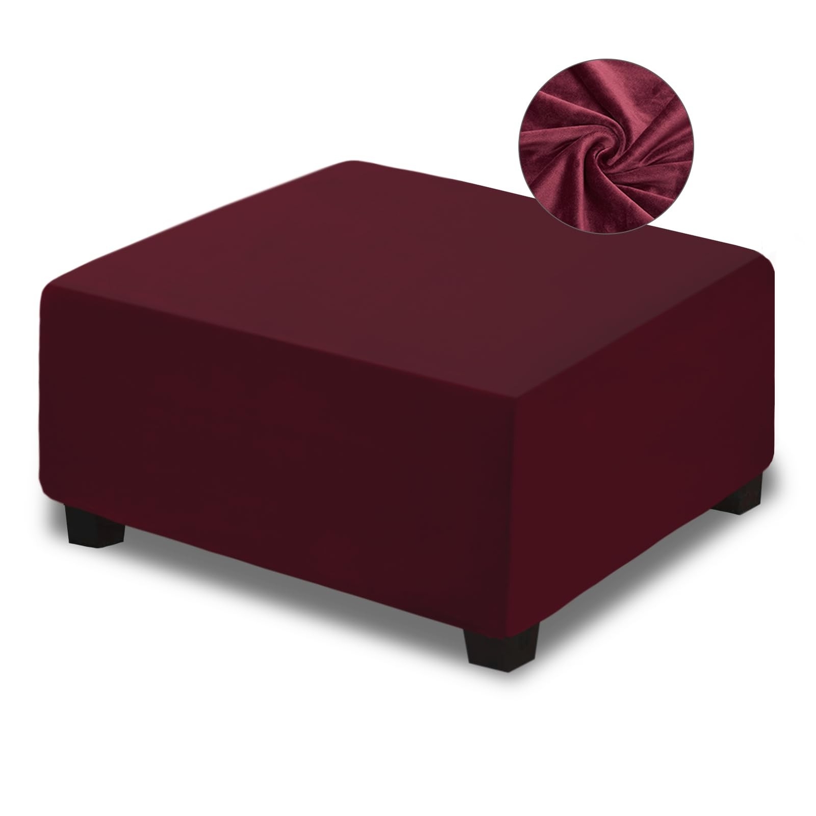 NeColorLife Velvet Ottoman Cover Christmas Ottoman Slipcover Thick Stretchabl...