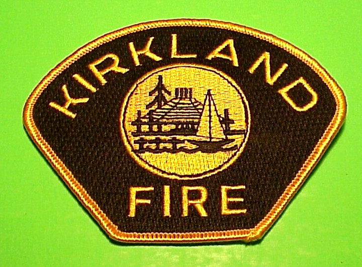 KIRKLAND  WASHINGTON  WA  ( GOLD BORDER )  3 1/2" x 4 1/2"  FIRE DEPT. PATCH