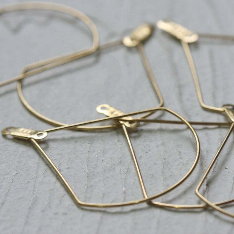 20 Pieces Solid Raw Brass Earring Component - Finding - Fan 32x40mm (CW-4296C)