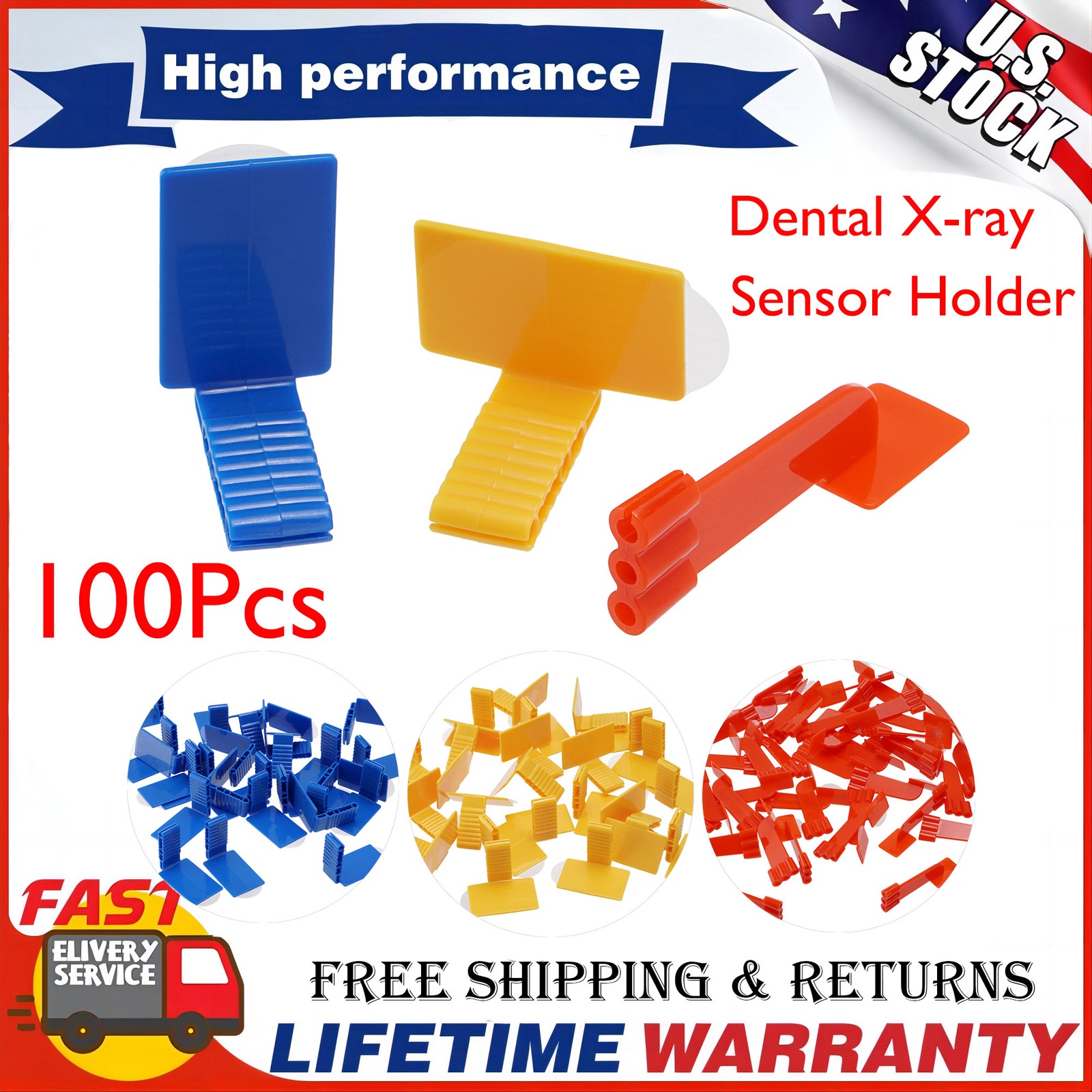 New Dental X-ray Sensor Holder Adhesive Bite Block fits Ring Arm 100 pcs USA