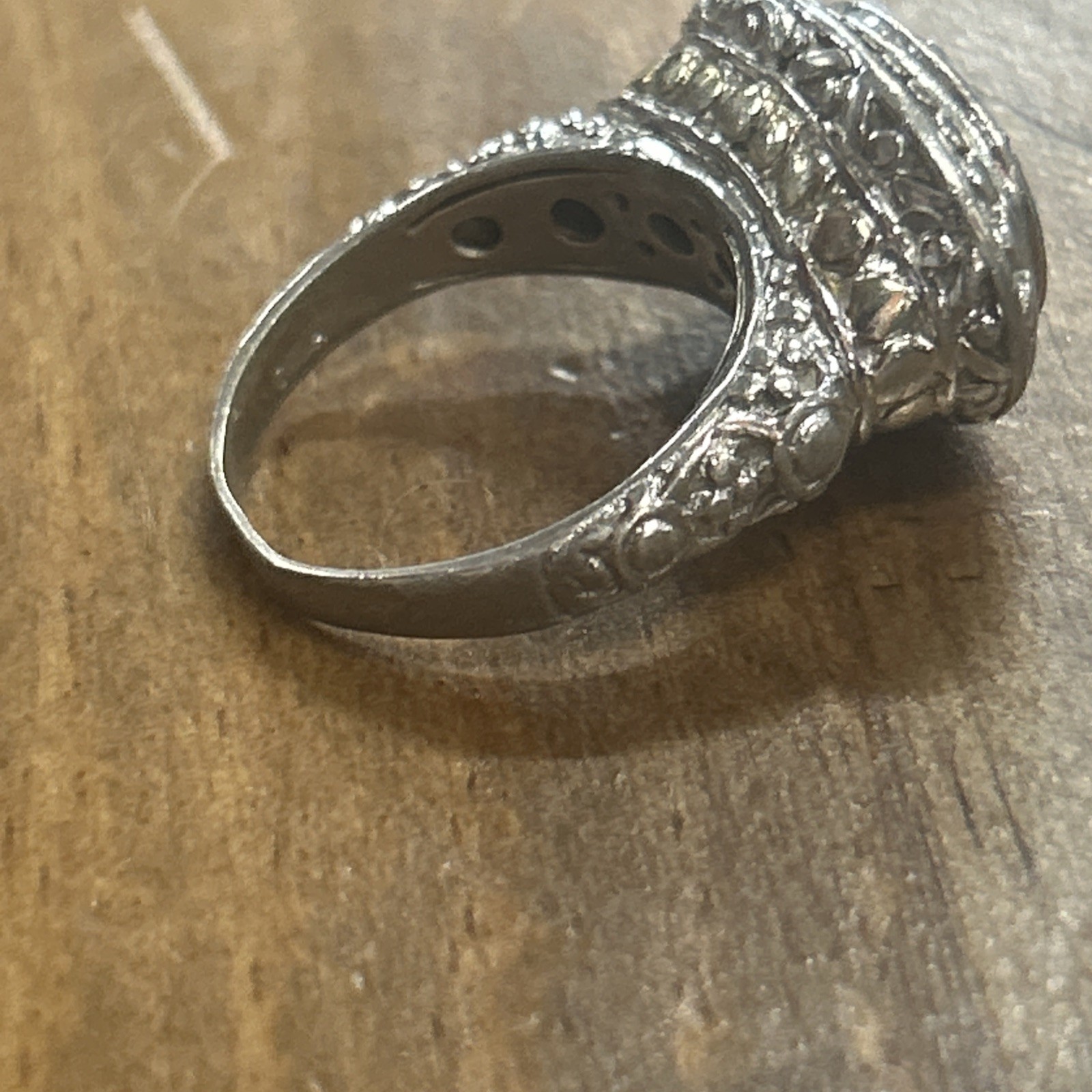925 Sterling Silver White Stone Cluster Statement Ring Sz 6.5 8.81 Grams