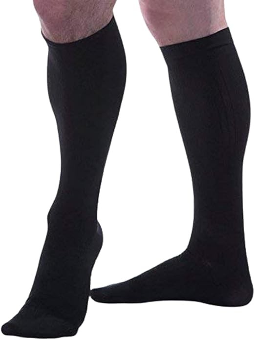 Allegro Essential Men's Knee Highs, Ribbed, 8-15mmHg (Size: L) Black