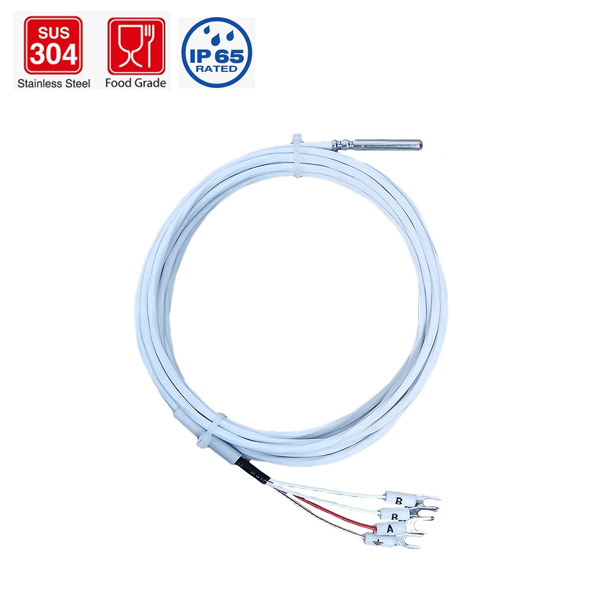 RTD PT100 Temperature Sensor Stainless Steel Probe High Temperature Telfon Cable