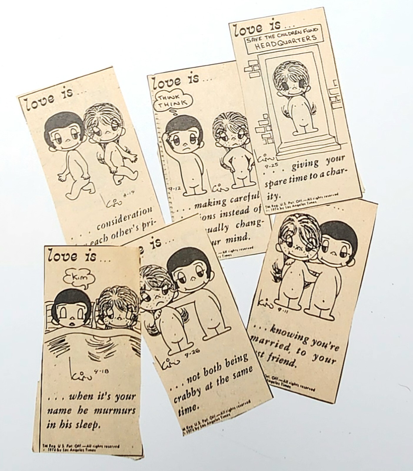 LOVE IS ... Vintage. Comics from the 70s. Cut-Outs