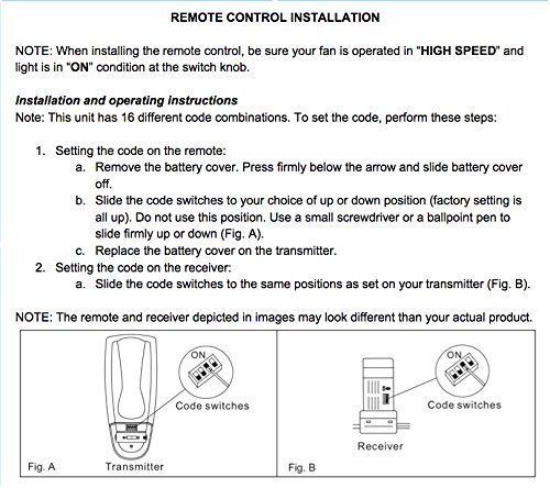 Hampton Bay Remote Control UC7078T Reverse Button