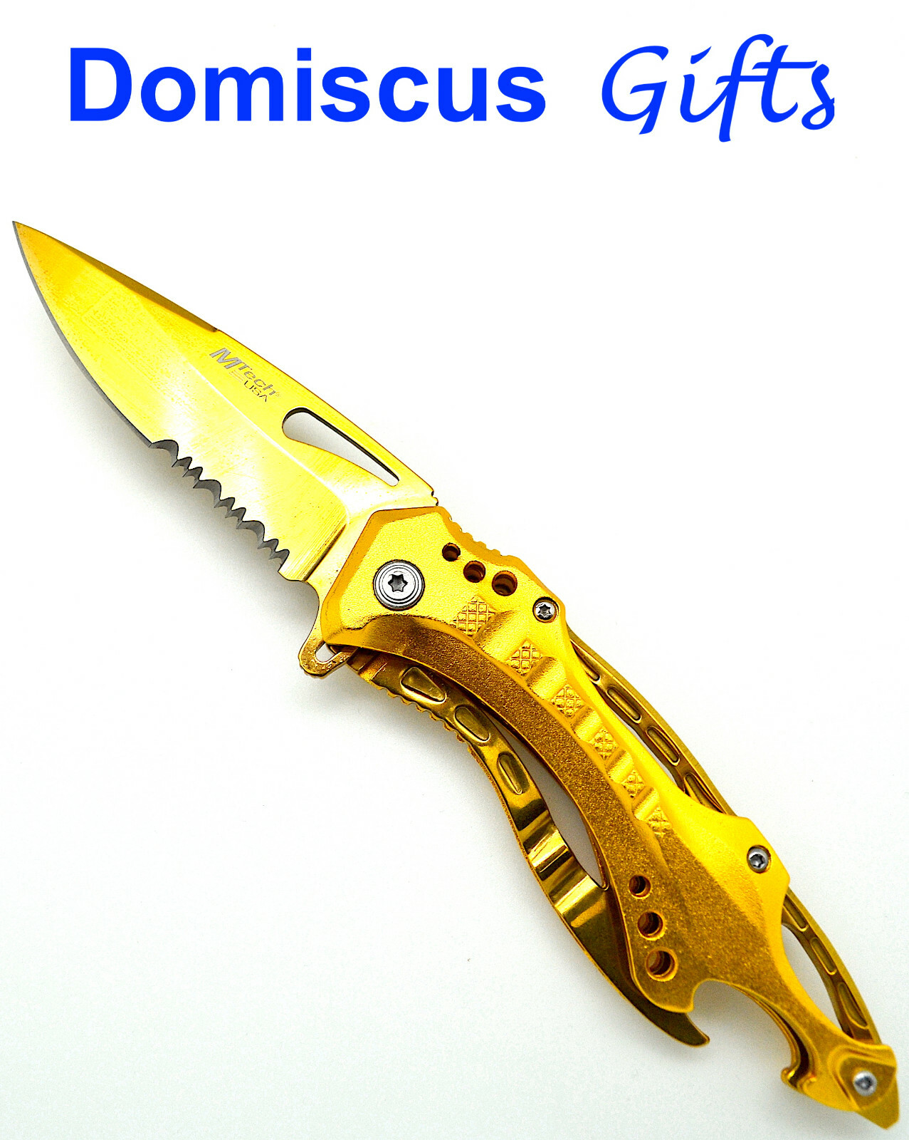 8 1/4" NEW! MTech TACTICAL Pocket Knife GOLD Folding Knives Bottle Opener Knives