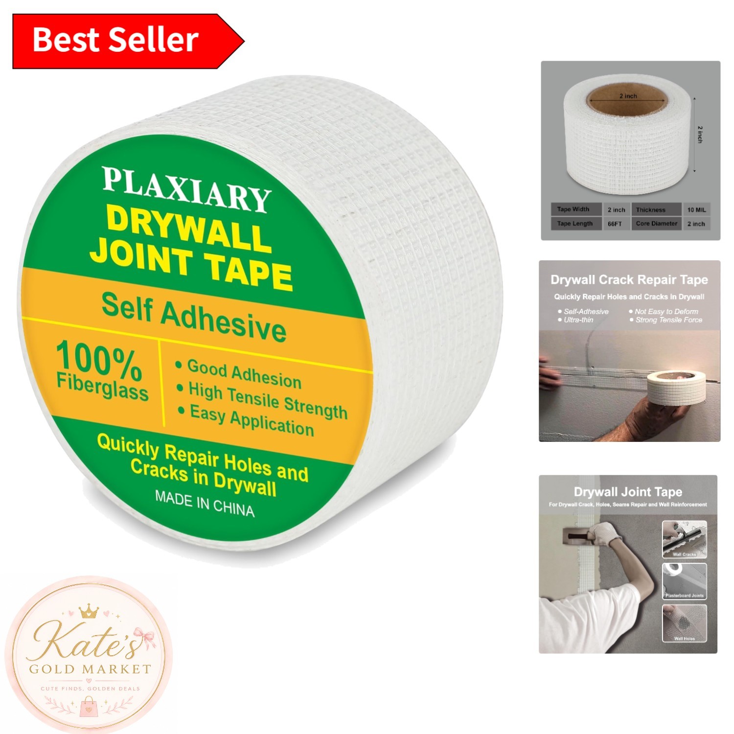High-Strength Self-Adhesive Fiberglass Wall Mesh Tape 2" x 66' for Quick Fixes