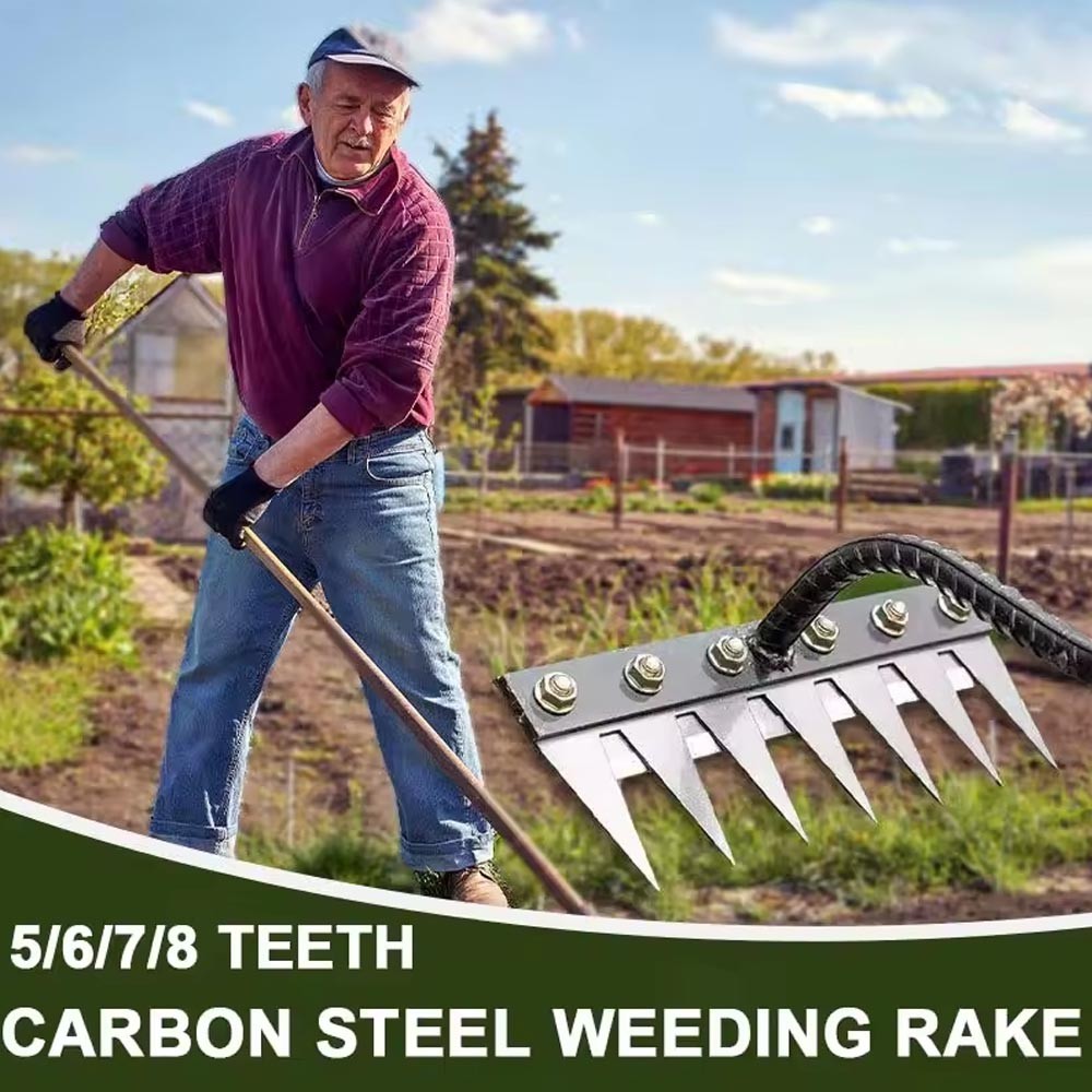 5/6/ Teeth Carbon Steel Garden Hand Rake Farm Tool Weeding Agricultural New