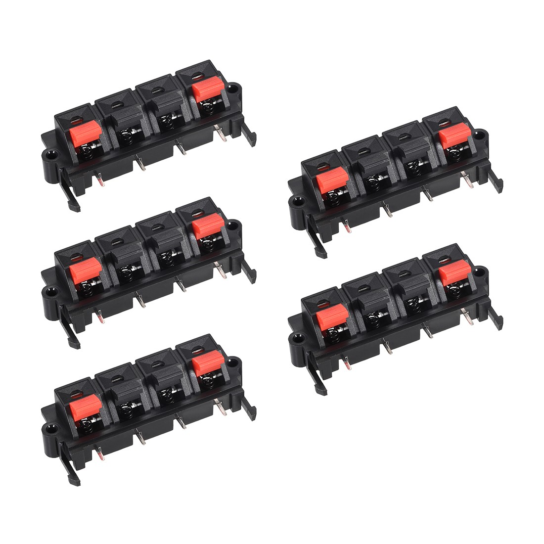 4 Way Spring Speaker Push Release Connector Terminals Strip Block WP4-19 5Pcs