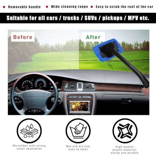 Car Windshield Cleaning Tool, Microfiber Window Cleaner with 4 Washable and