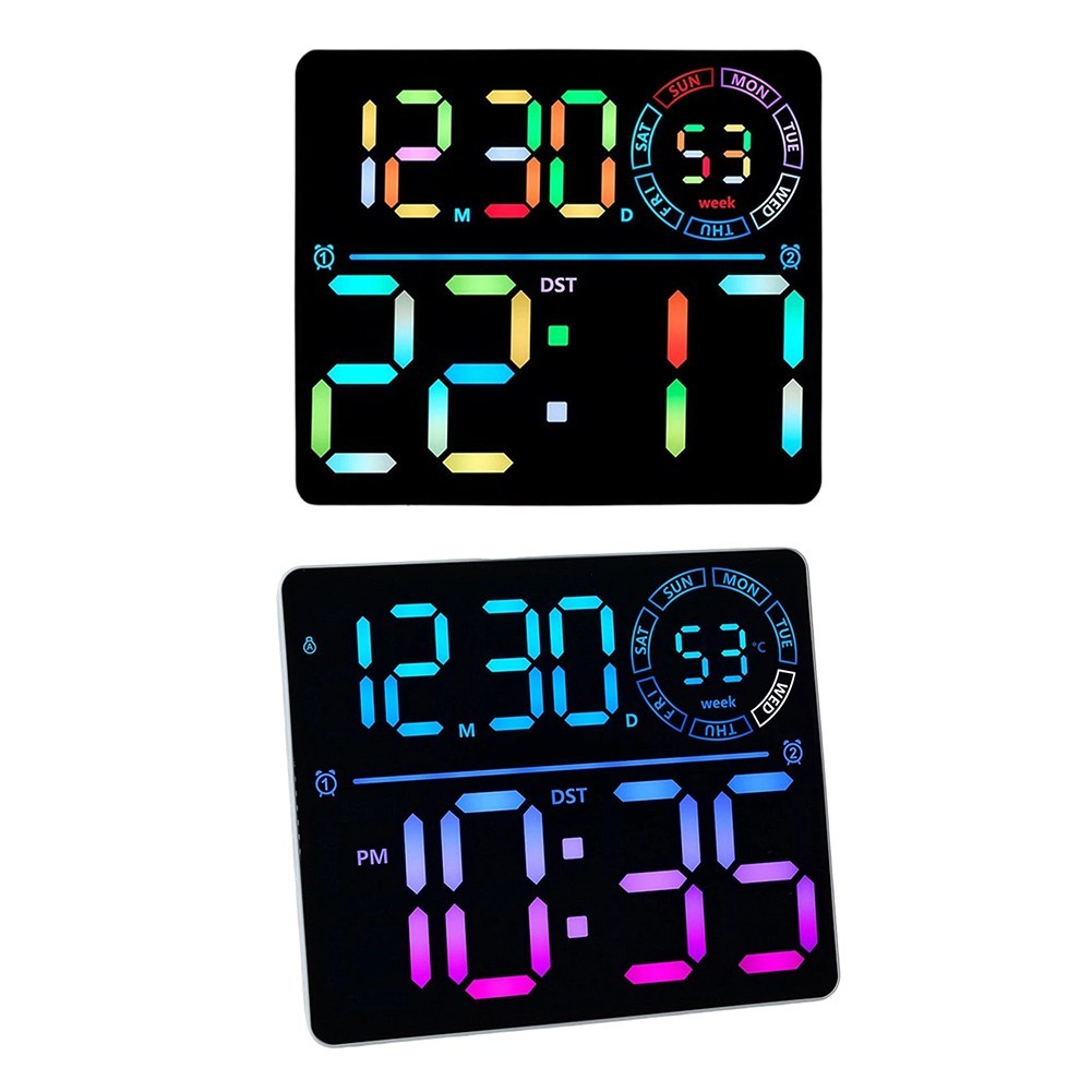 RGB Color Changing LED Clock with Large Display for For room Wall or Desk Use