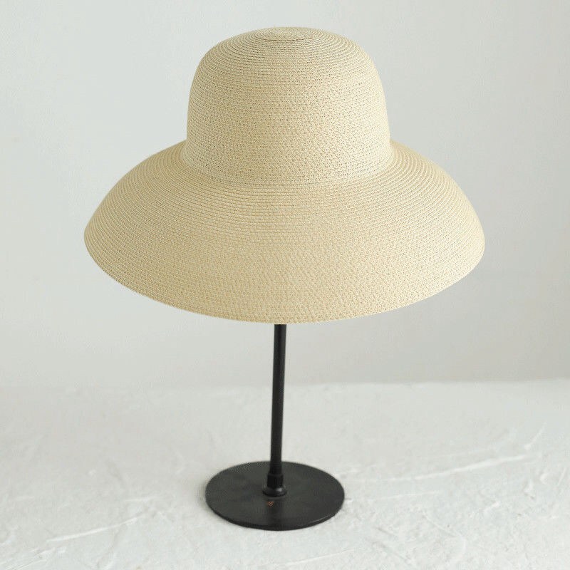 Summer Straw Hat Classical Hepburn Handmade Women Wide Brim Beach Sun Hats
