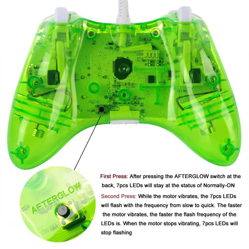 Glow USB Wired/Wireless Game Controller For Microsoft Xbox 360 Slim&PC Afterglow