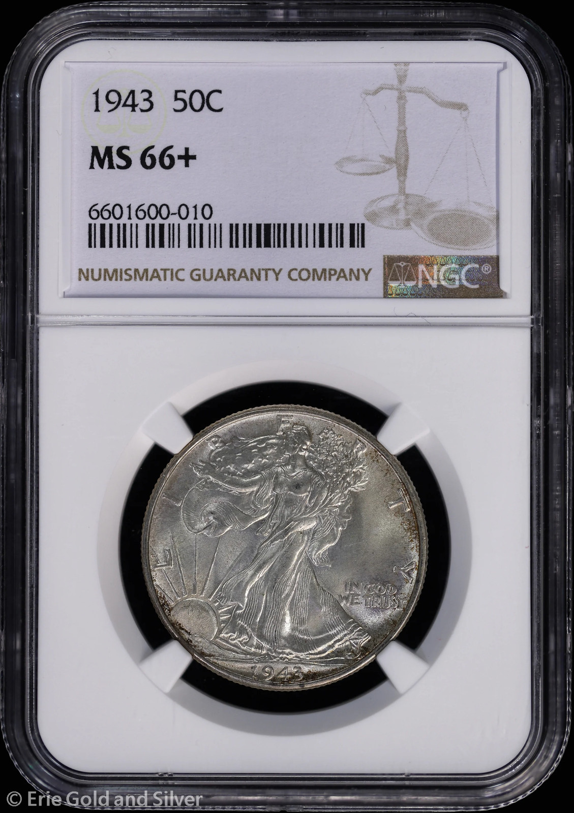 1943 50c Walking Liberty Half Dollar NGC MS 66+ | Uncirculated UNC BU