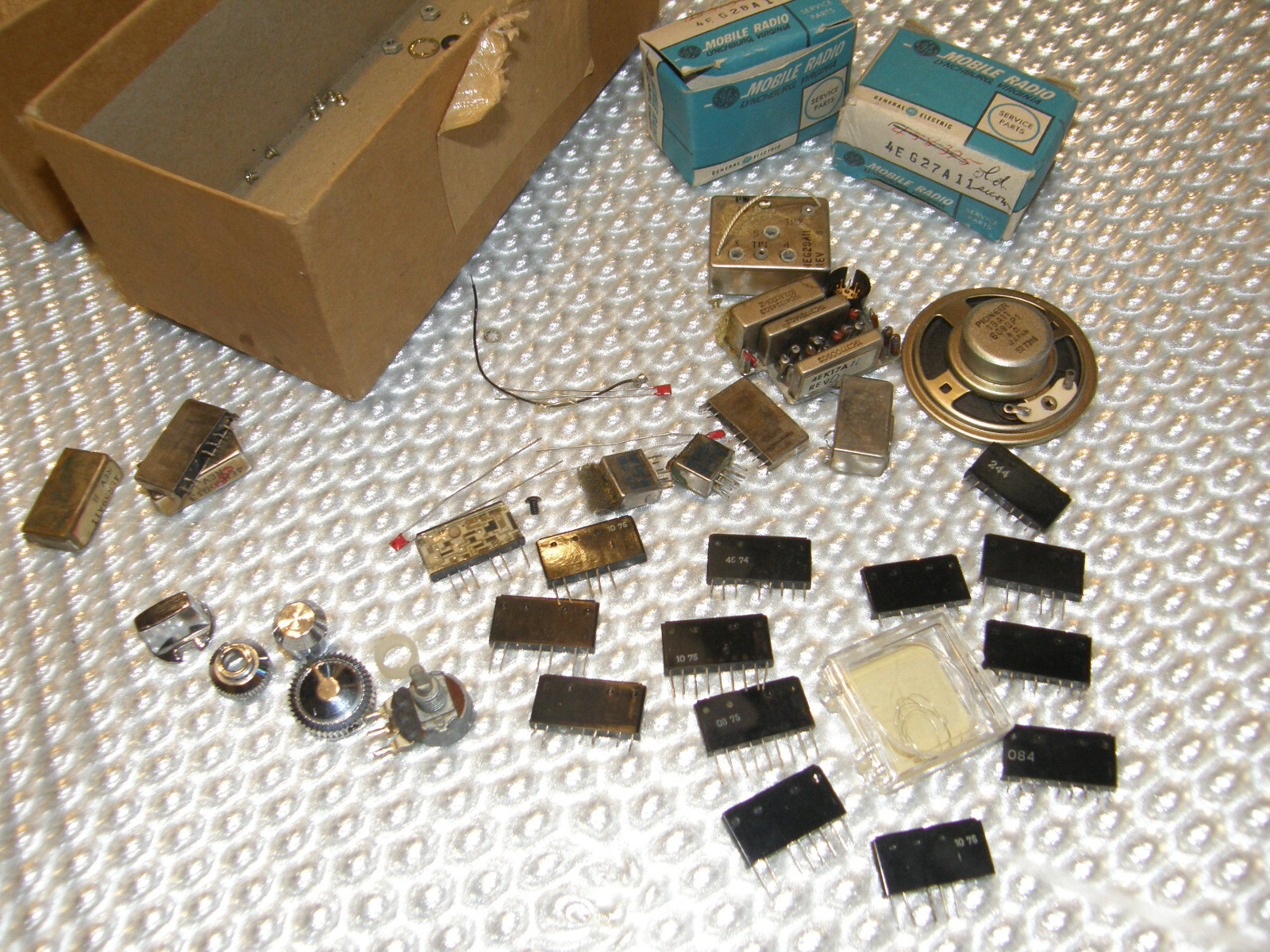 Lot of mobile 2 way radio parts knobs hybrid 2" Pioneer speaker G.E. 19C311880G4