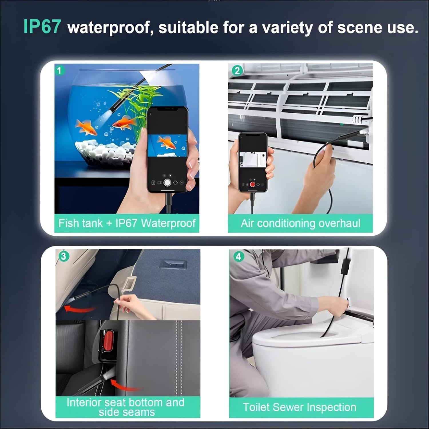 1920P Waterproof Borescope with Adjustable LEDs - Perfect for Inspections