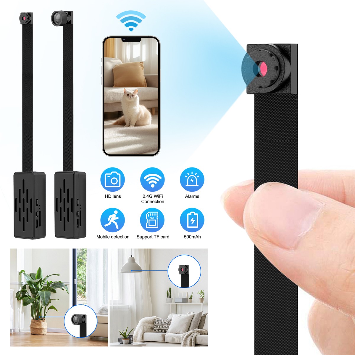 New WiFi Security Camera Hotspot Connection Local Record APP Playback Small Lens