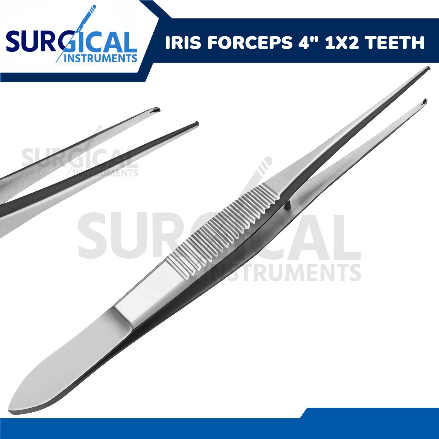 Iris Forceps 4" Surgical Veterinary Instruments 1x2 Teeth Stainless German Grade