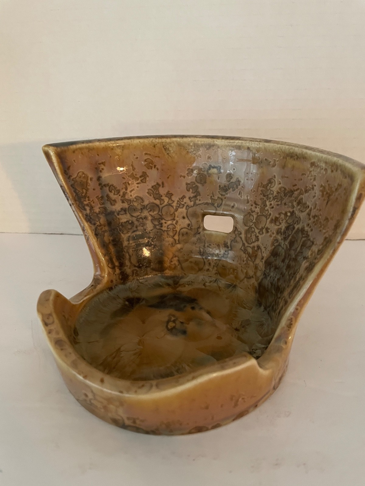 Herb Stripper Pottery Bowl Studio Pottery Wave Shape Glazed Marbled Kitchen Tool