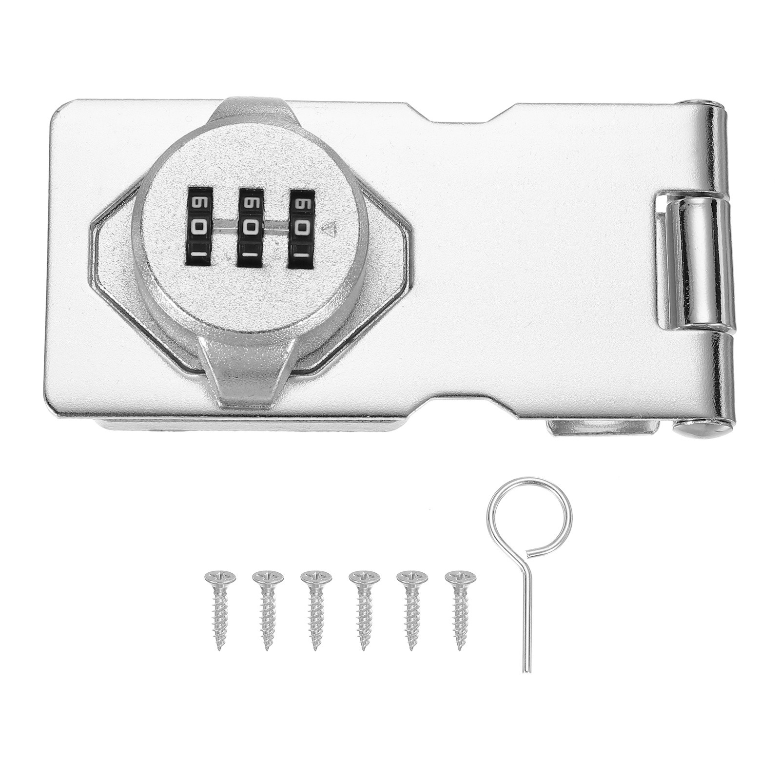 Password Rotary Hasp Locks Mechanical Cabinet Combination Latch Lock 3.5" Silver