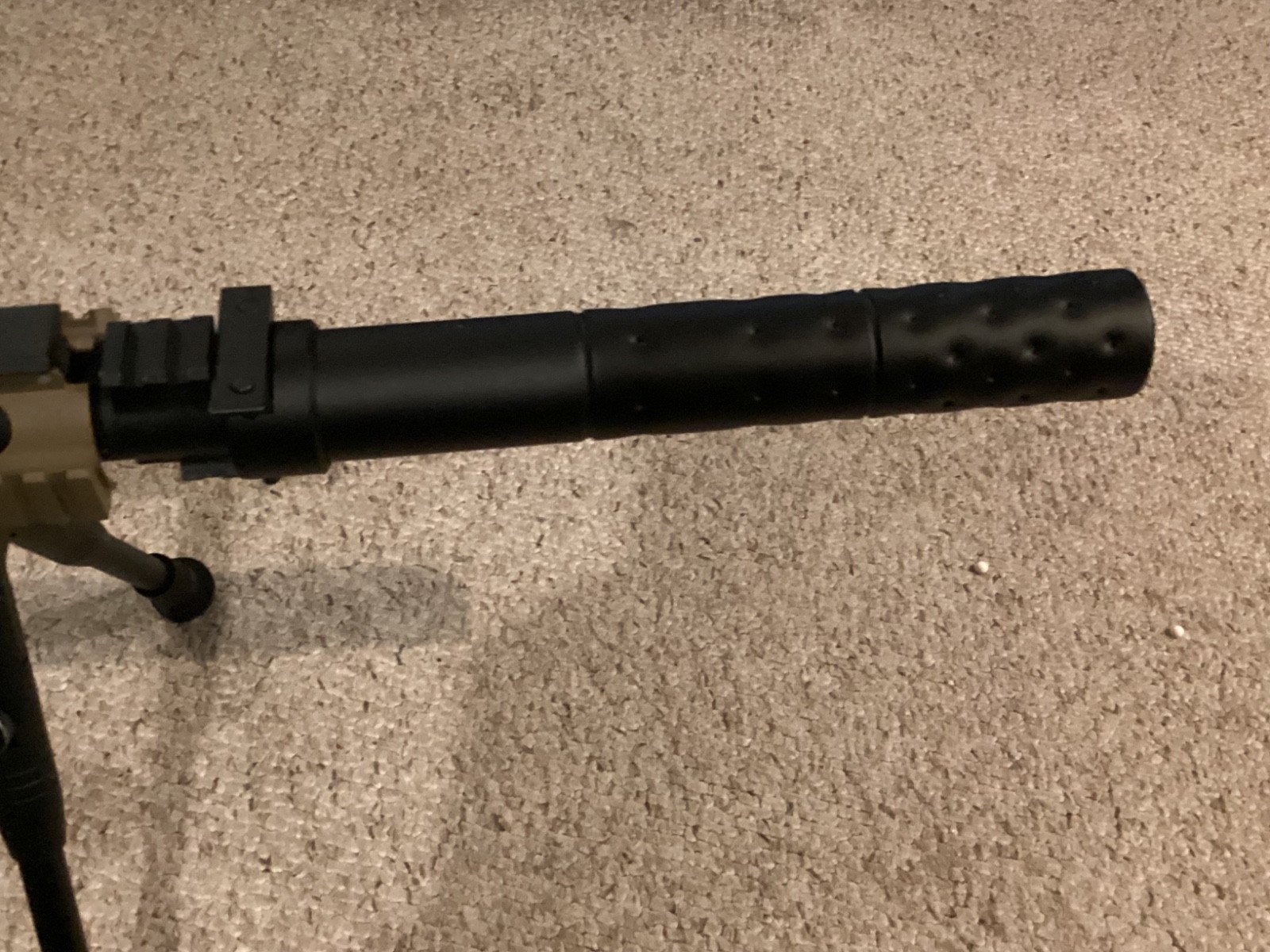airsoft matrix SR-25 full metal tan with mock suppressor and red dot