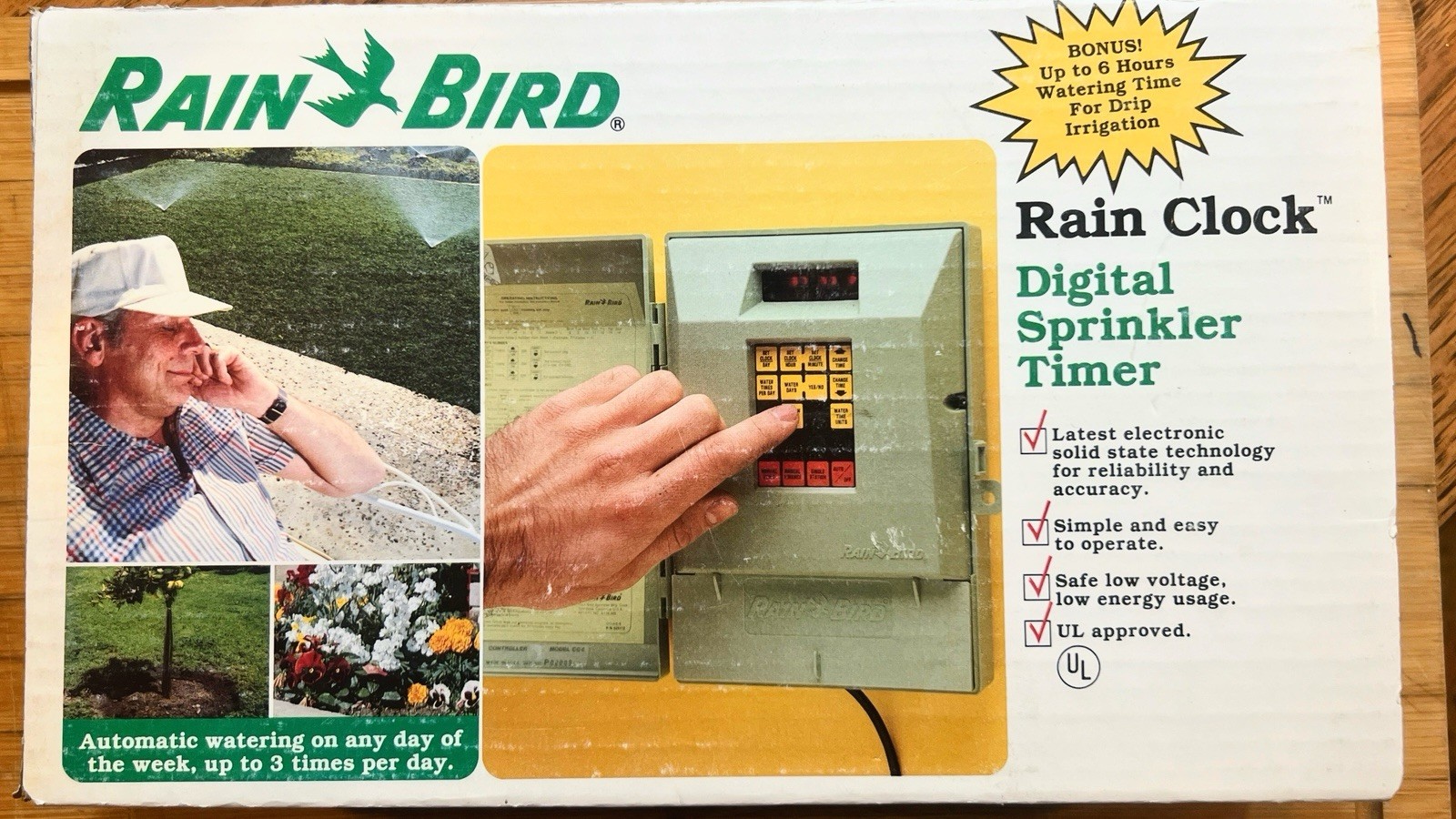 Vintage Rain Bird CRC-4 Computer Sprinkler Timer Green Box Manual Tested 4-Zones
