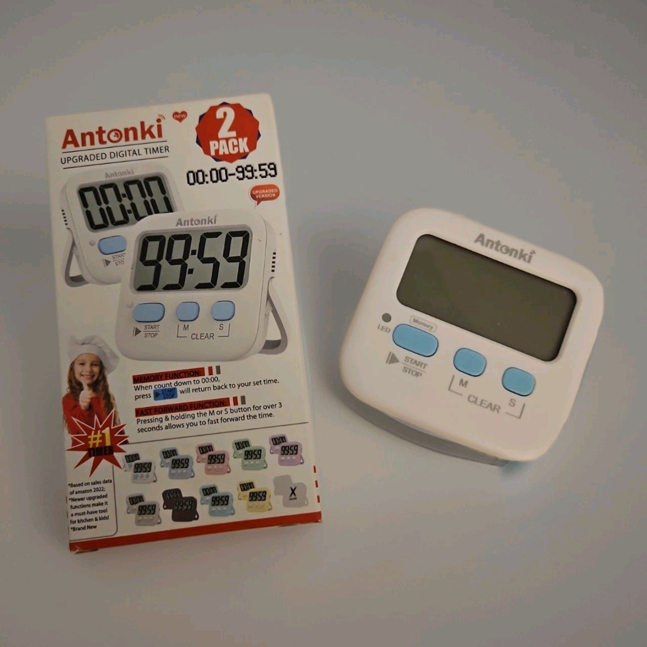 Antonki 2 Pack Digital Timer Magnetic Countdown Kitchen