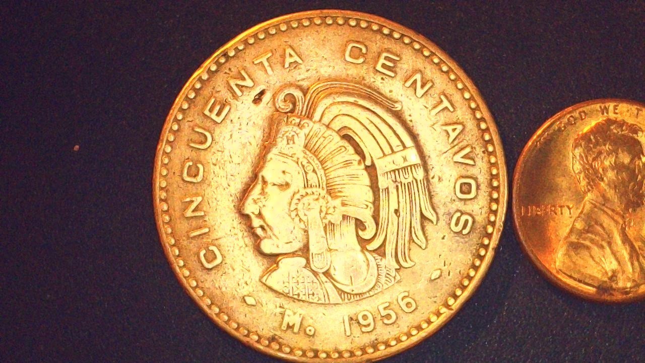 1956 MEXICO  50 CENTAVOS BRONZE COIN  Combine to sve shipping